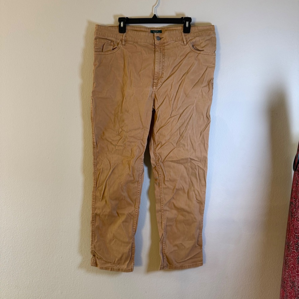 Woolrich Mens Tan Khaki Utility Canvasโ Pants Straight Leg 38x30 Workwear Twill